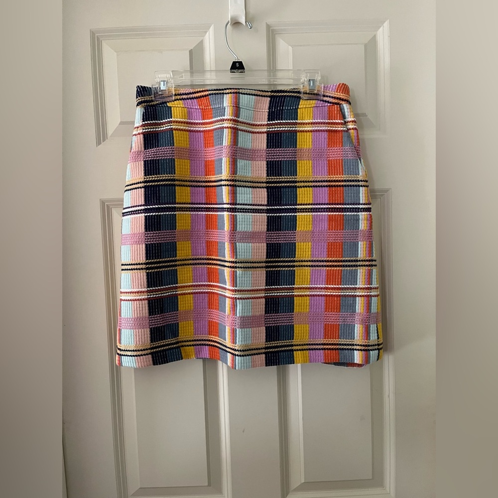 Nordstrom Halogen Multicolor Block Knit Quilt Pencil Skirt Retro vibe Spring 10P